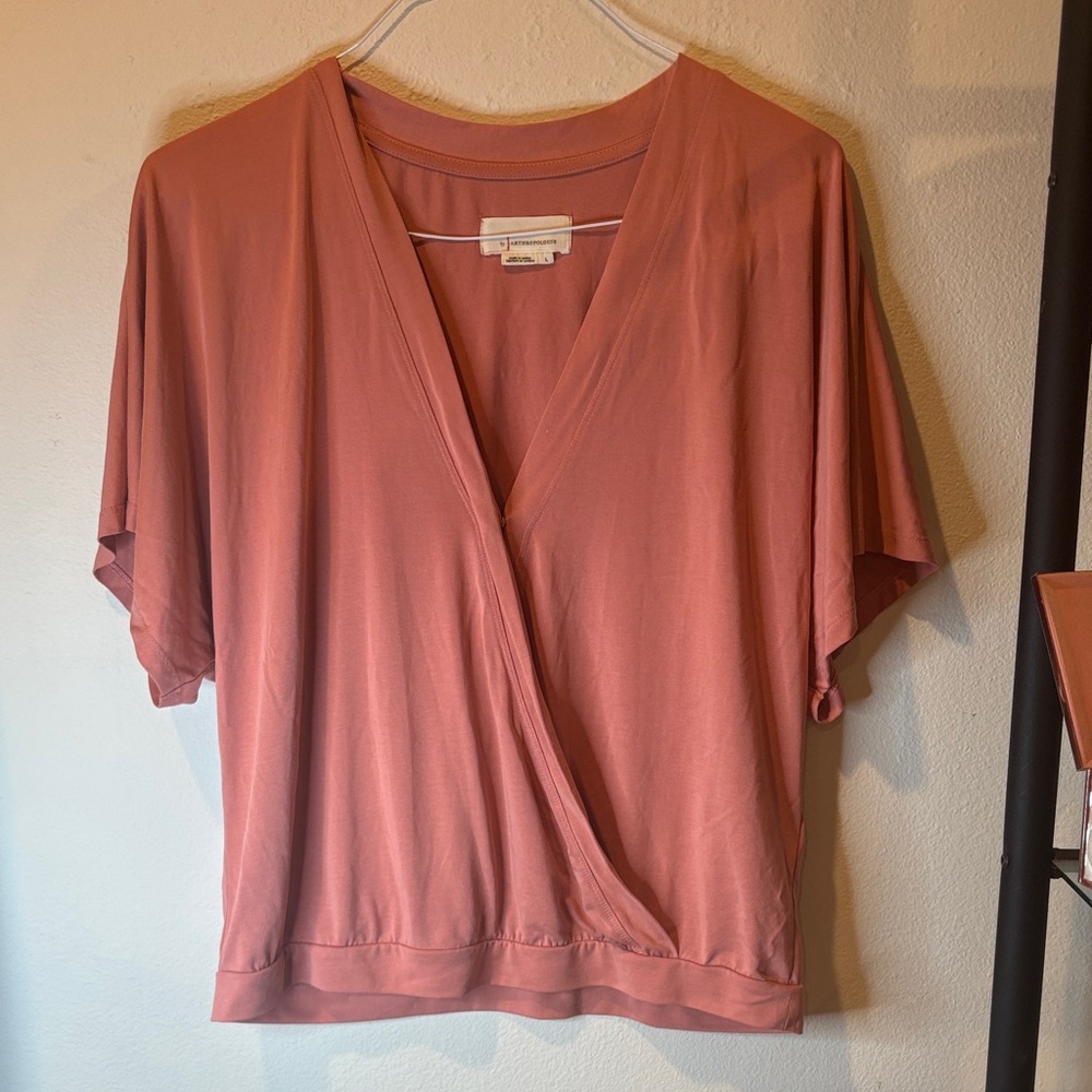 Anthropologie Terracotta Wrap Blouse